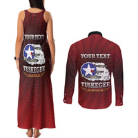 Personalized Red Tails Legacy Couples Matching Tank Maxi Dress and Long Sleeve Button Shirt Tuskegee Airmen WWII Heroes - Wonder Print Shop