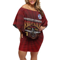 Personalized Red Tails Legacy Family Matching Off Shoulder Short Dress and Hawaiian Shirt Tuskegee Airmen WWII Heroes - Wonder Print Shop