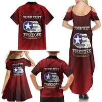 Personalized Red Tails Legacy Family Matching Summer Maxi Dress and Hawaiian Shirt Tuskegee Airmen WWII Heroes - Wonder Print Shop