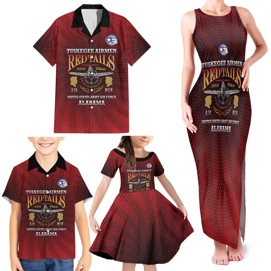 Personalized Red Tails Legacy Family Matching Tank Maxi Dress and Hawaiian Shirt Tuskegee Airmen WWII Heroes - Wonder Print Shop