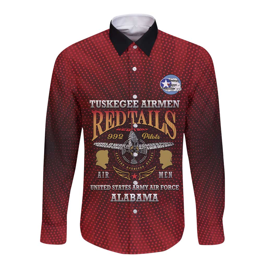 Personalized Red Tails Legacy Long Sleeve Button Shirt Tuskegee Airmen WWII Heroes - Wonder Print Shop