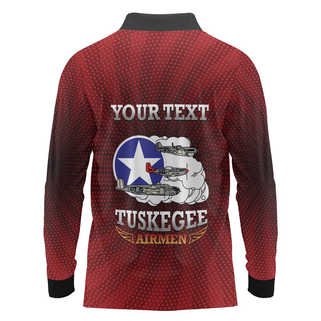 Personalized Red Tails Legacy Long Sleeve Polo Shirt Tuskegee Airmen WWII Heroes - Wonder Print Shop