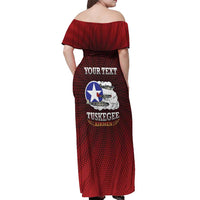 Personalized Red Tails Legacy Off Shoulder Maxi Dress Tuskegee Airmen WWII Heroes - Wonder Print Shop