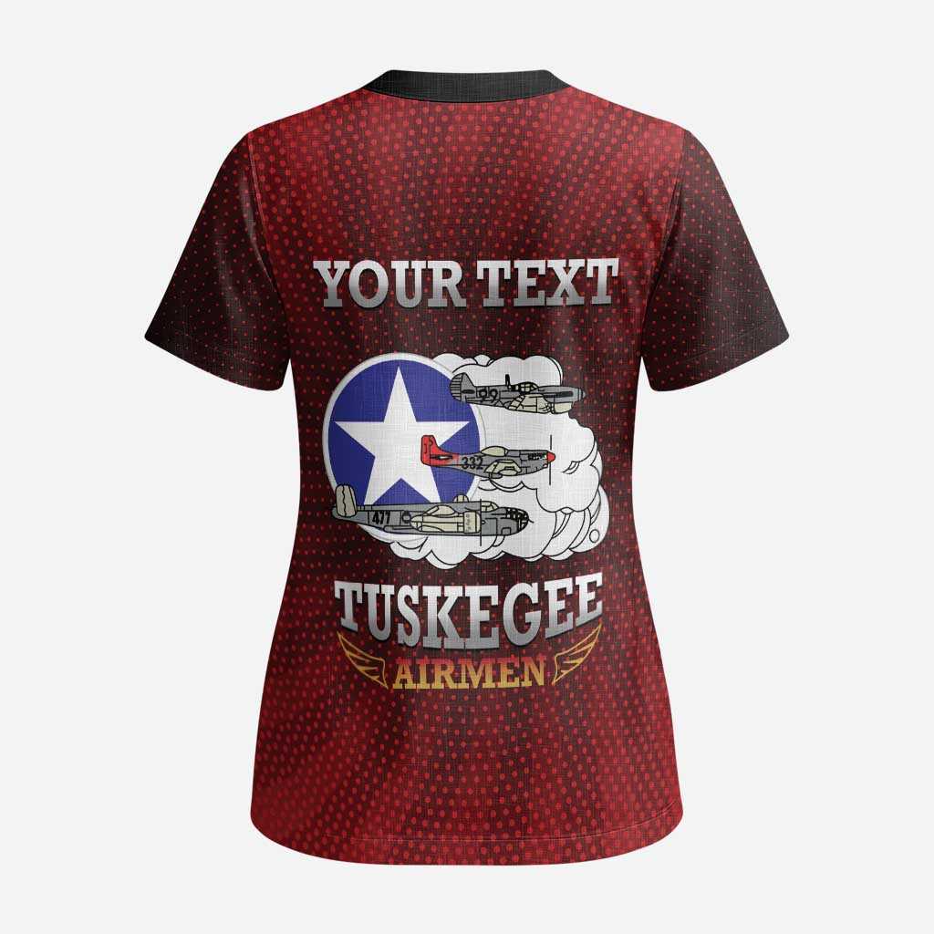 Personalized Red Tails Legacy Scrub Top Tuskegee Airmen WWII Heroes - Wonder Print Shop