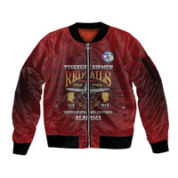 Personalized Red Tails Legacy Sleeve Zip Bomber Jacket Tuskegee Airmen WWII Heroes - Wonder Print Shop