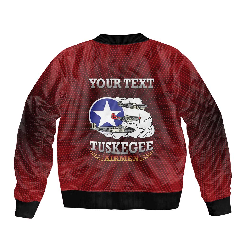 Personalized Red Tails Legacy Sleeve Zip Bomber Jacket Tuskegee Airmen WWII Heroes - Wonder Print Shop