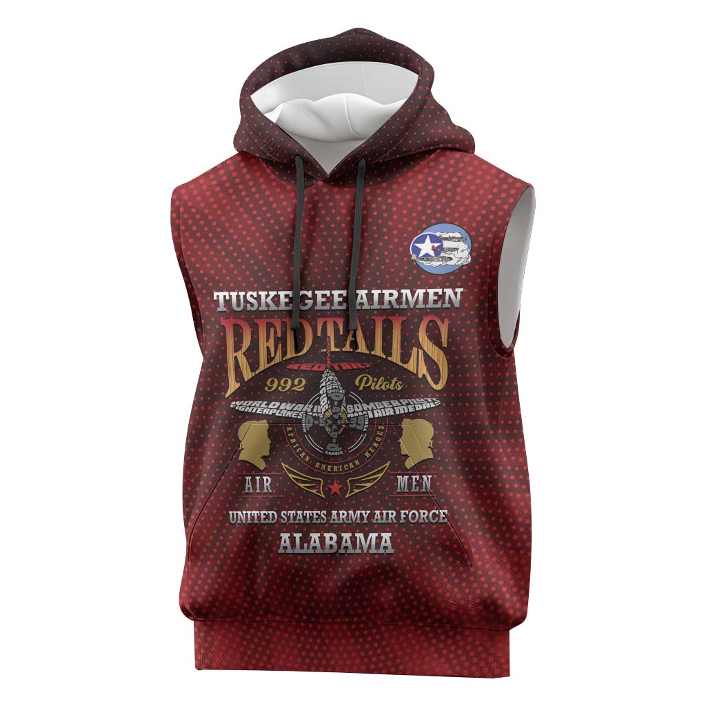 Personalized Red Tails Legacy Sleeveless Hoodie Tuskegee Airmen WWII Heroes - Wonder Print Shop