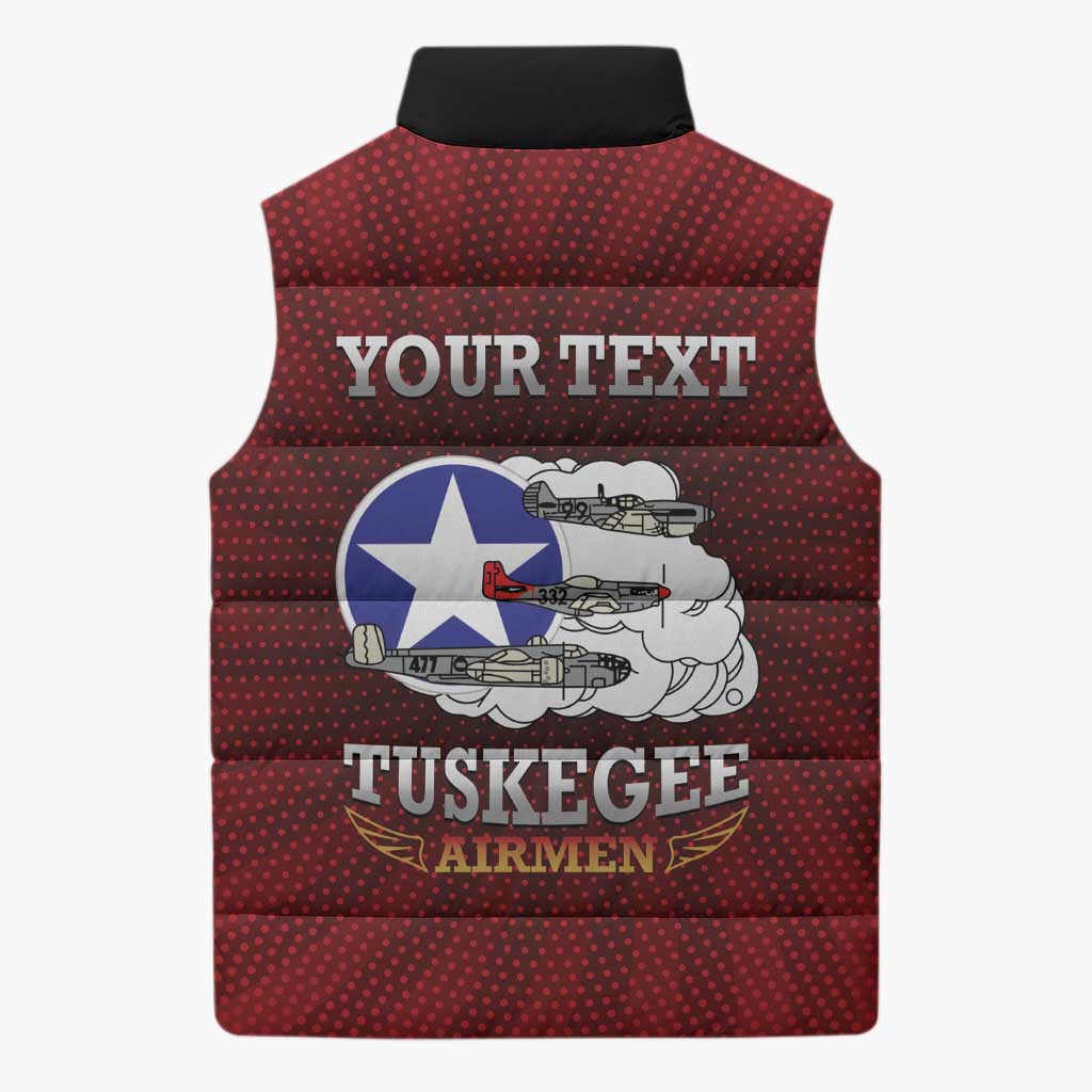 Personalized Red Tails Legacy Sleeveless Puffer Jacket Tuskegee Airmen WWII Heroes - Wonder Print Shop