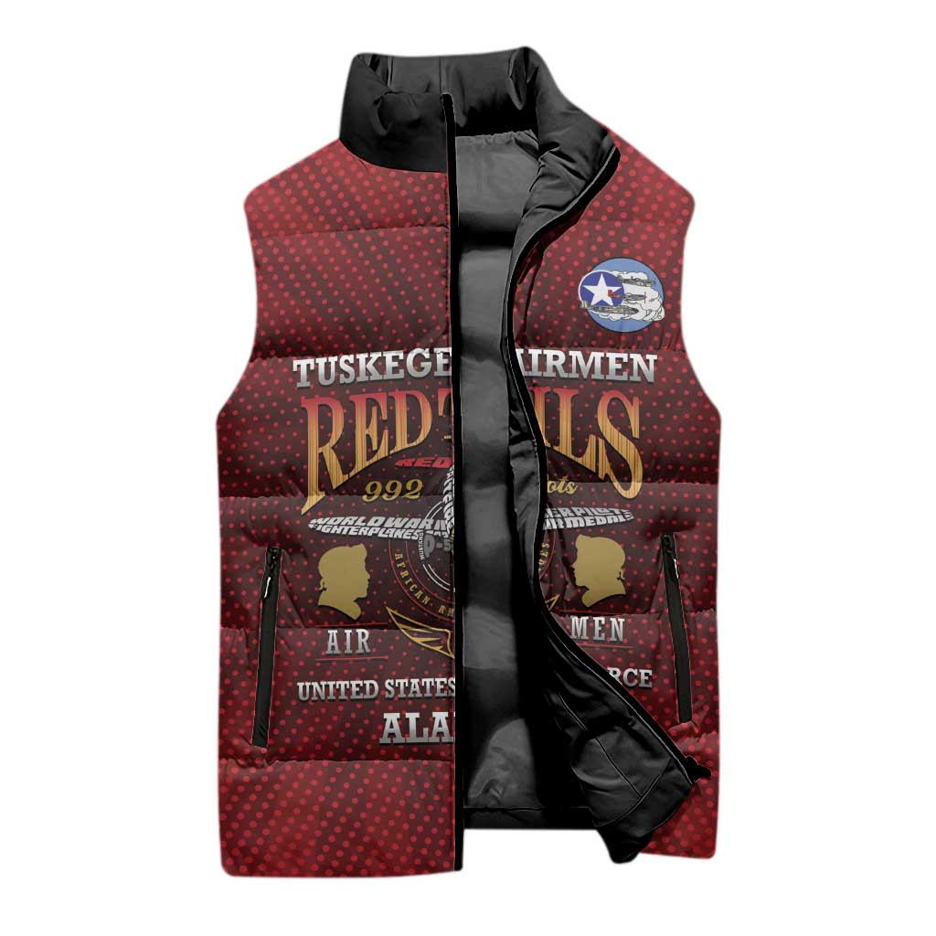 Personalized Red Tails Legacy Sleeveless Puffer Jacket Tuskegee Airmen WWII Heroes - Wonder Print Shop