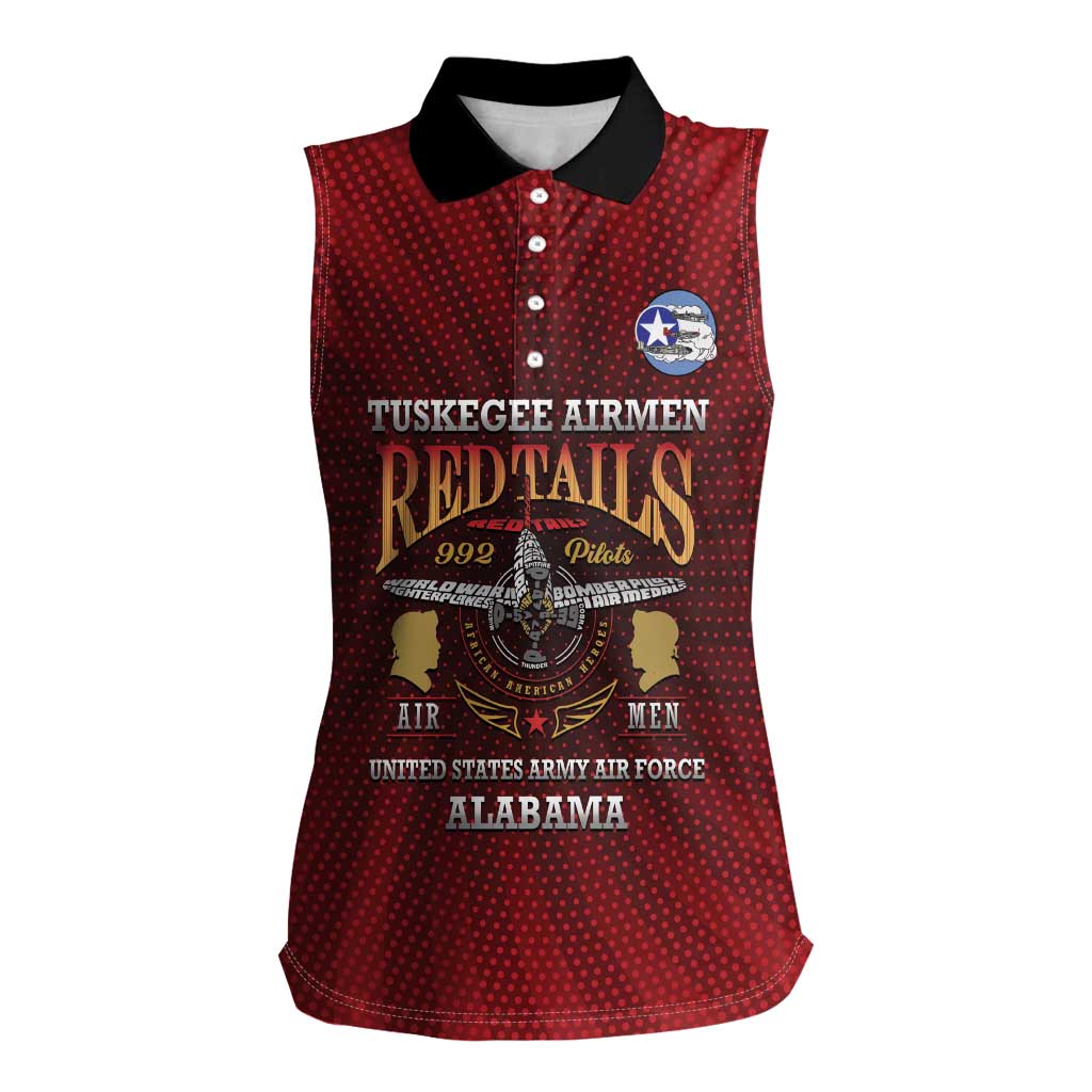 Personalized Red Tails Legacy Women Sleeveless Polo Shirt Tuskegee Airmen WWII Heroes - Wonder Print Shop