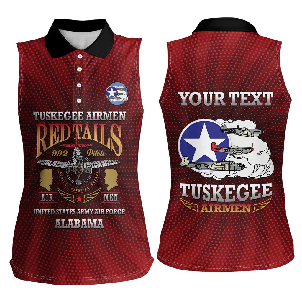 Personalized Red Tails Legacy Women Sleeveless Polo Shirt Tuskegee Airmen WWII Heroes - Wonder Print Shop