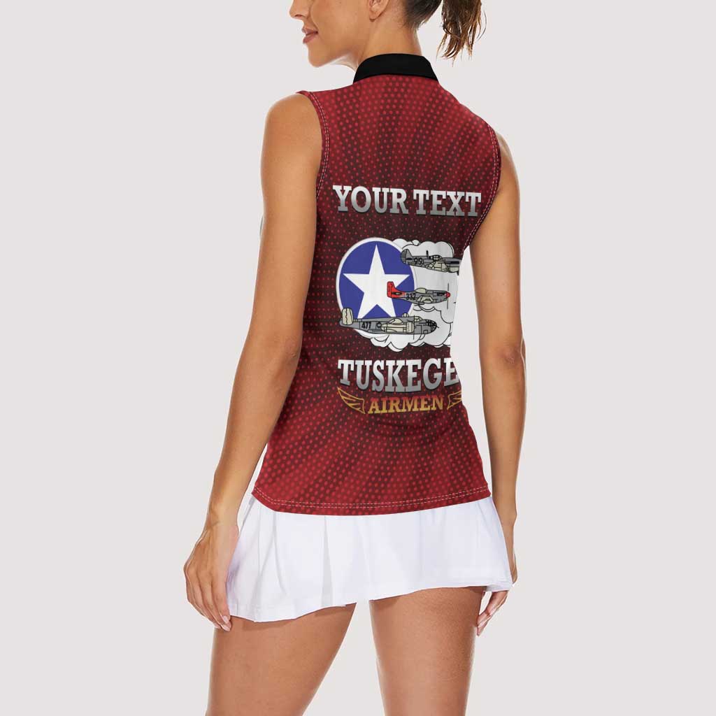 Personalized Red Tails Legacy Women Sleeveless Polo Shirt Tuskegee Airmen WWII Heroes - Wonder Print Shop