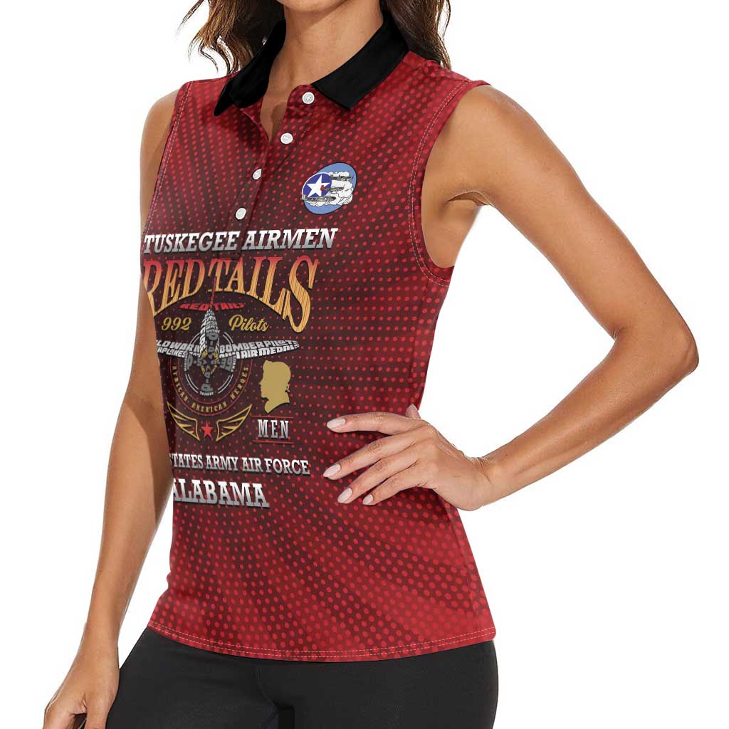 Personalized Red Tails Legacy Women Sleeveless Polo Shirt Tuskegee Airmen WWII Heroes - Wonder Print Shop