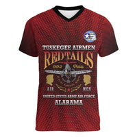 Personalized Red Tails Legacy Women V-Neck T-Shirt Tuskegee Airmen WWII Heroes - Wonder Print Shop