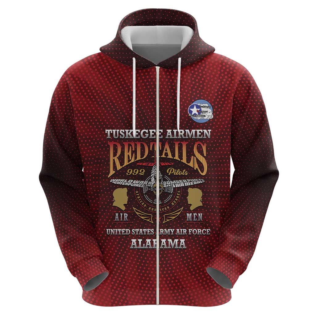 Personalized Red Tails Legacy Zip Hoodie Tuskegee Airmen WWII Heroes - Wonder Print Shop
