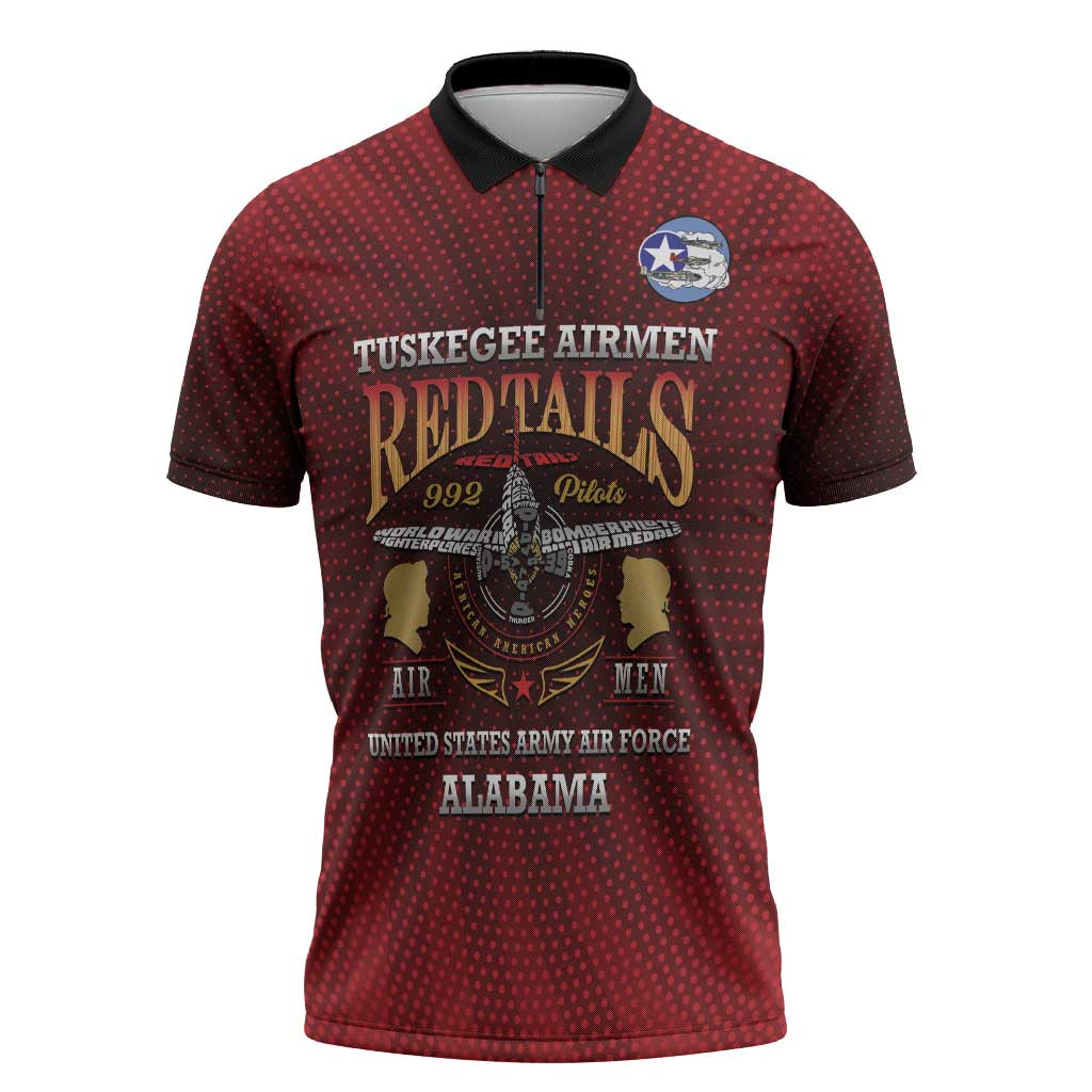 Personalized Red Tails Legacy Zipper Polo Shirt Tuskegee Airmen WWII Heroes - Wonder Print Shop