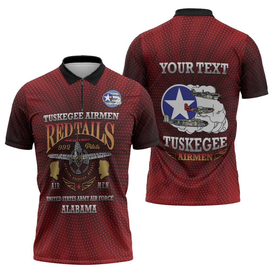 Personalized Red Tails Legacy Zipper Polo Shirt Tuskegee Airmen WWII Heroes - Wonder Print Shop