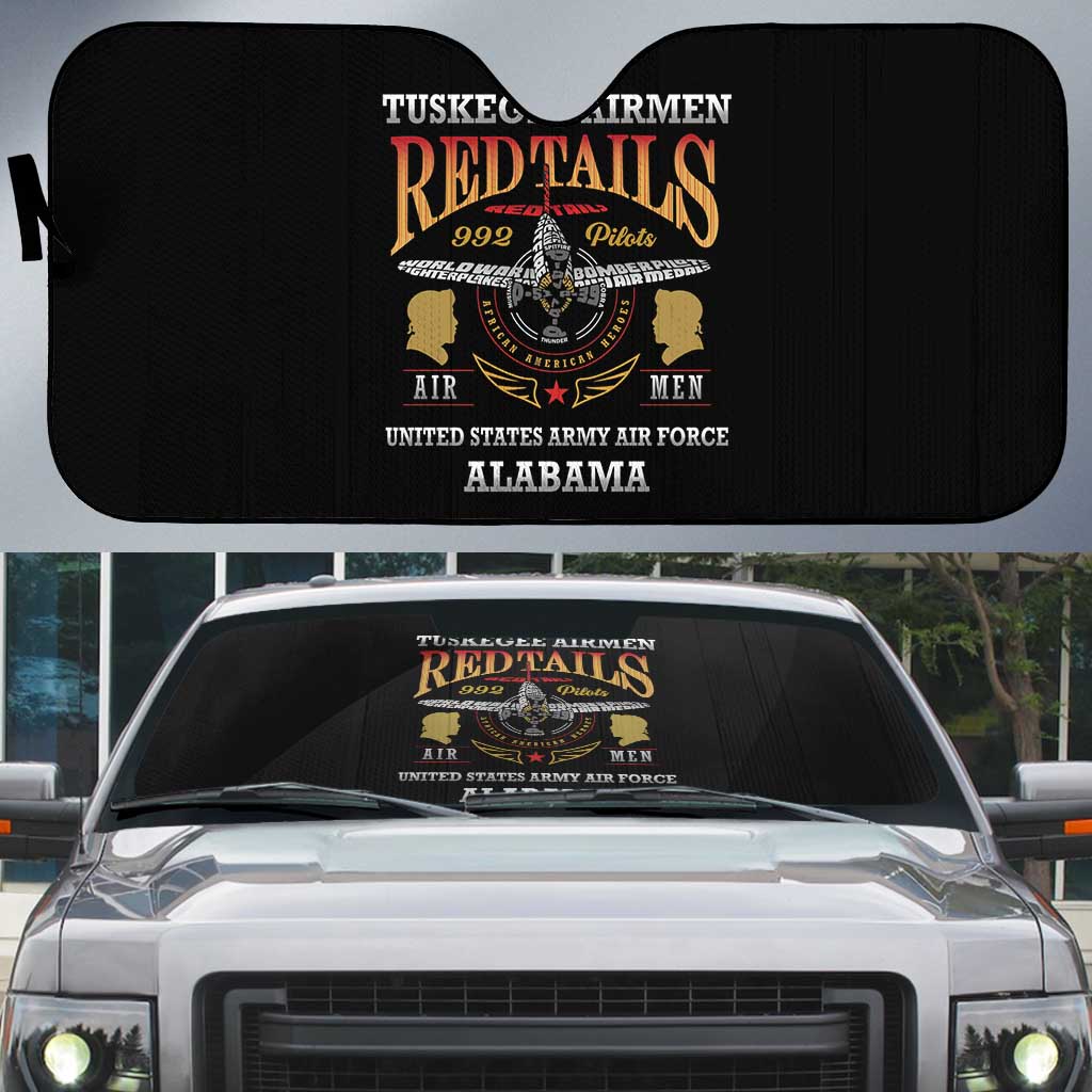 Red Tails Legacy Auto Sun Shade Tuskegee Airmen WWII Heroes - Black Color - Wonder Print Shop