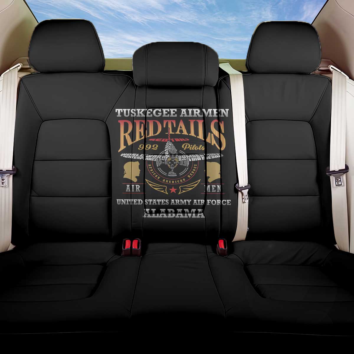 Red Tails Legacy Back Car Seat Cover Tuskegee Airmen WWII Heroes - Black Color - Wonder Print Shop