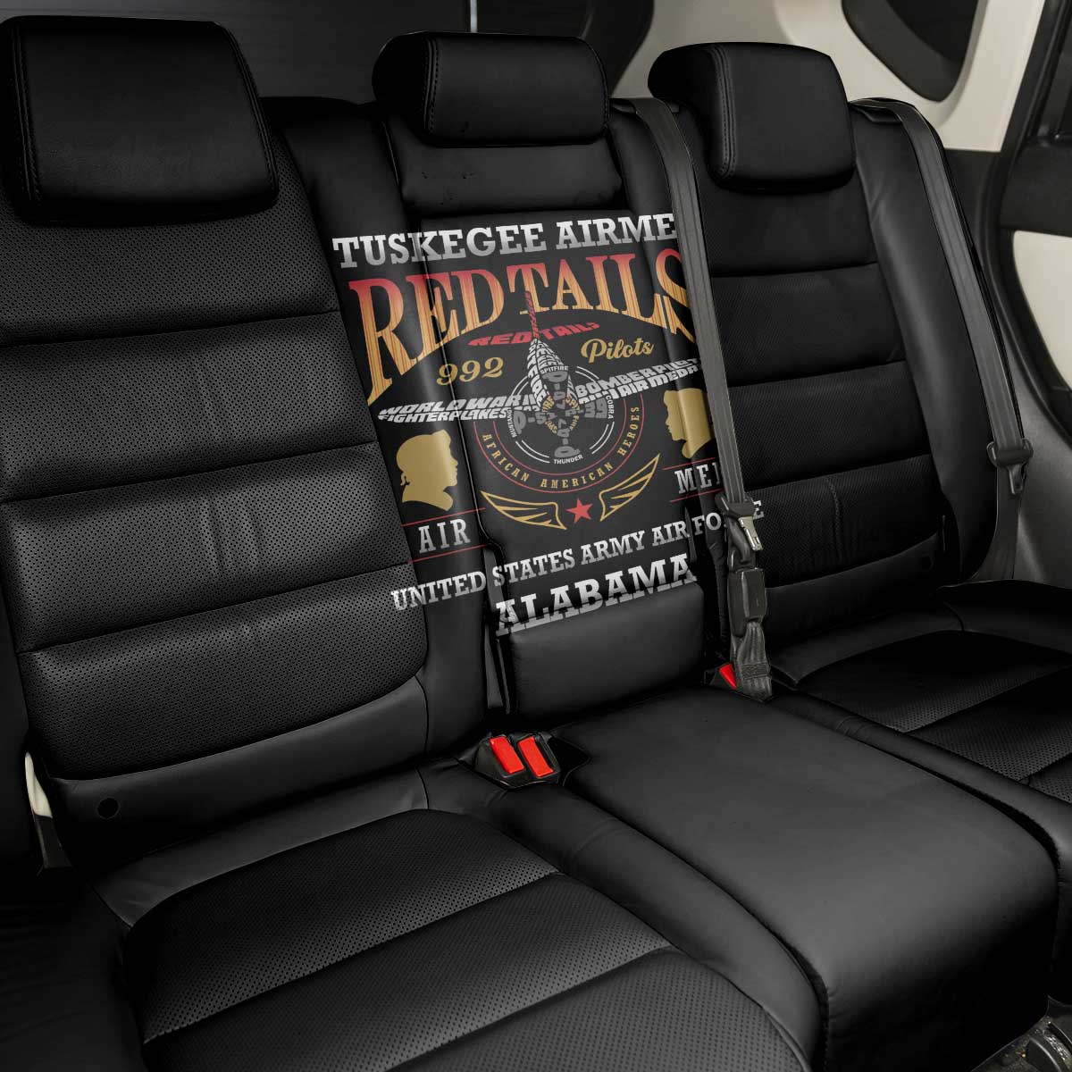 Red Tails Legacy Back Car Seat Cover Tuskegee Airmen WWII Heroes - Black Color - Wonder Print Shop