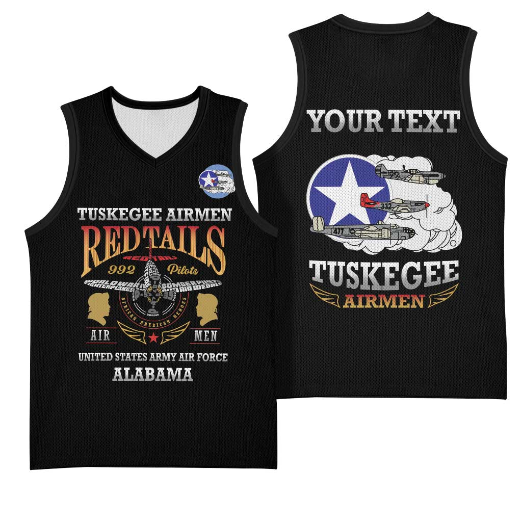 Personalized Red Tails Legacy Basketball Jersey Tuskegee Airmen WWII Heroes - Black Color - Wonder Print Shop