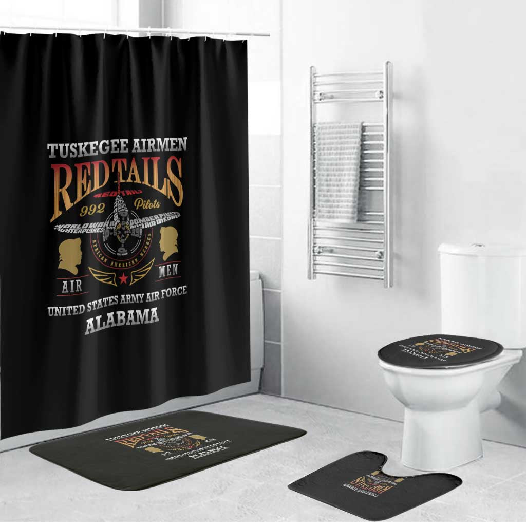 Red Tails Legacy Bathroom Set Tuskegee Airmen WWII Heroes - Black Color - Wonder Print Shop