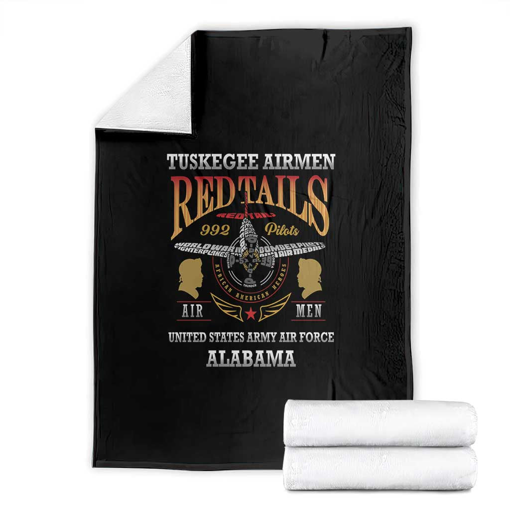 Red Tails Legacy Blanket Tuskegee Airmen WWII Heroes - Black Color - Wonder Print Shop