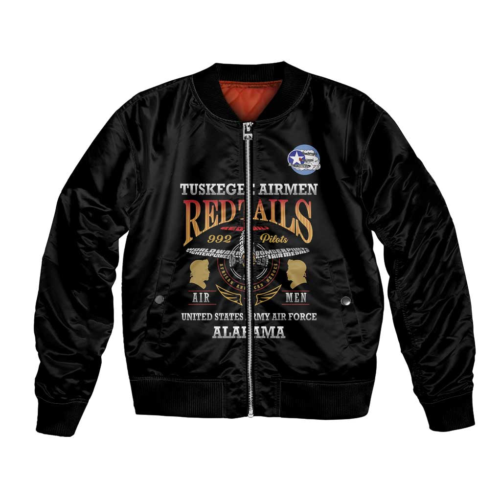 Personalized Red Tails Legacy Bomber Jacket Tuskegee Airmen WWII Heroes - Black Color - Wonder Print Shop
