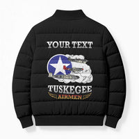 Personalized Red Tails Legacy Bomber Puffer Jacket Tuskegee Airmen WWII Heroes - Black Color - Wonder Print Shop