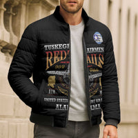 Personalized Red Tails Legacy Bomber Puffer Jacket Tuskegee Airmen WWII Heroes - Black Color - Wonder Print Shop