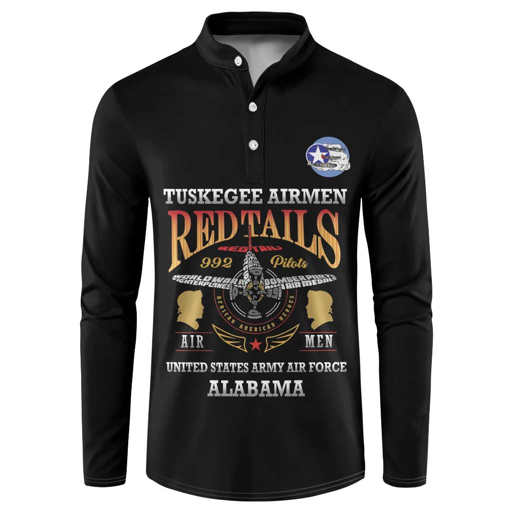 Personalized Red Tails Legacy Button Sweatshirt Tuskegee Airmen WWII Heroes - Black Color - Wonder Print Shop