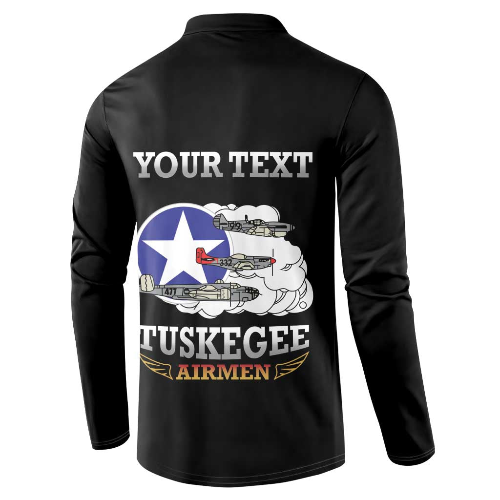Personalized Red Tails Legacy Button Sweatshirt Tuskegee Airmen WWII Heroes - Black Color - Wonder Print Shop