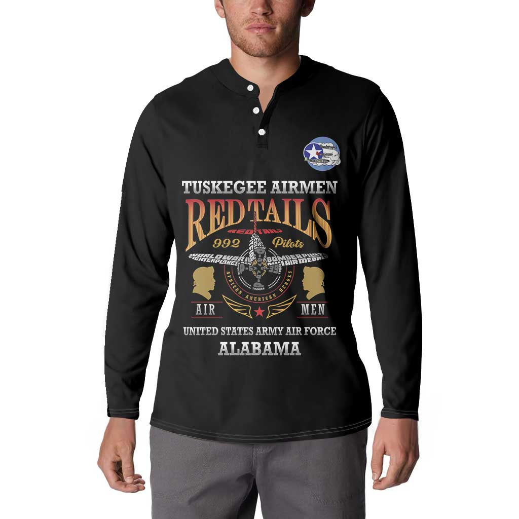 Personalized Red Tails Legacy Button Sweatshirt Tuskegee Airmen WWII Heroes - Black Color - Wonder Print Shop