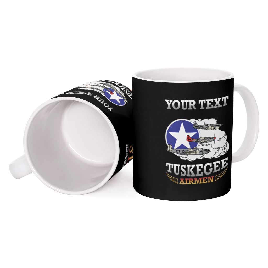 Personalized Red Tails Legacy Ceramic Mug Tuskegee Airmen WWII Heroes - Black Color - Wonder Print Shop