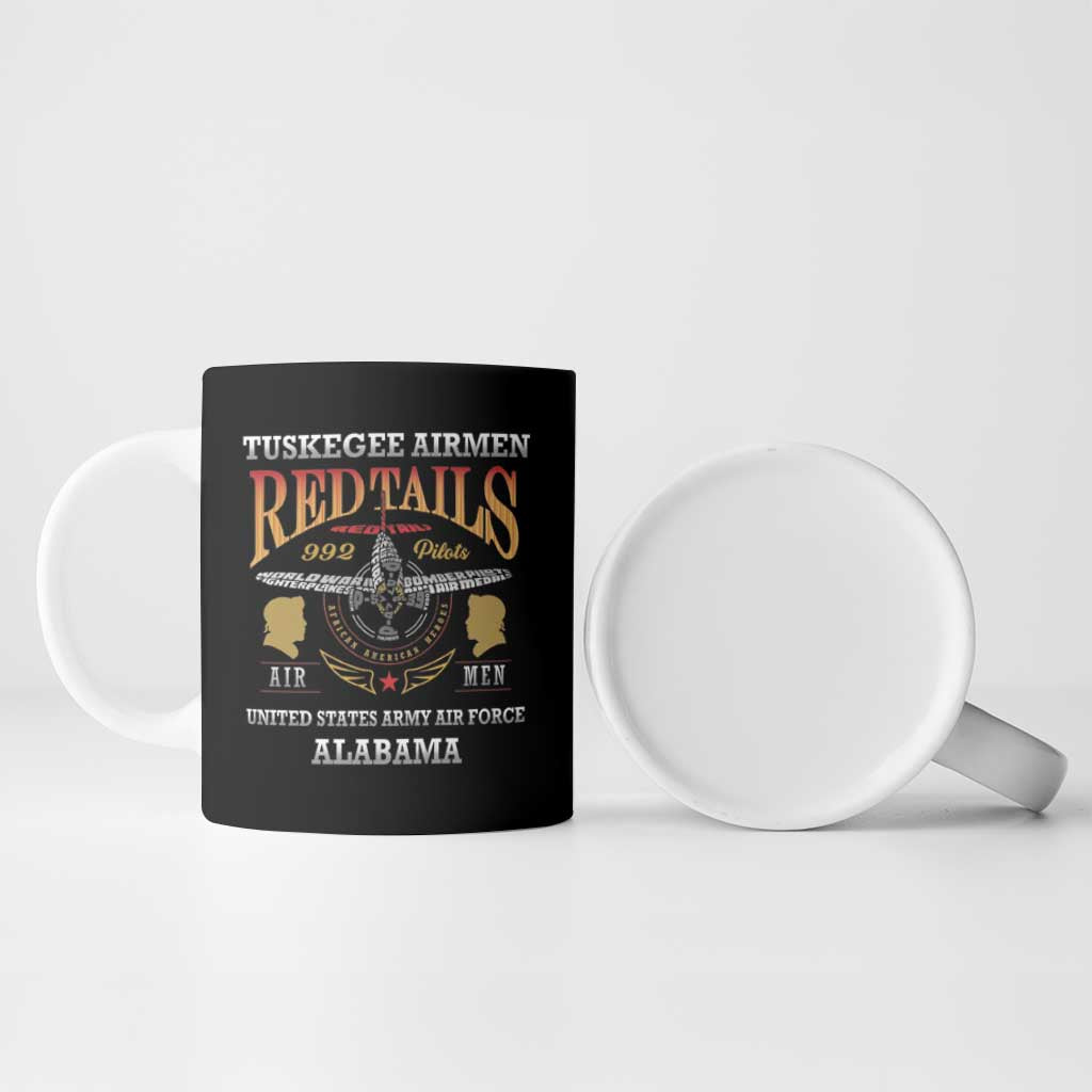 Personalized Red Tails Legacy Ceramic Mug Tuskegee Airmen WWII Heroes - Black Color - Wonder Print Shop