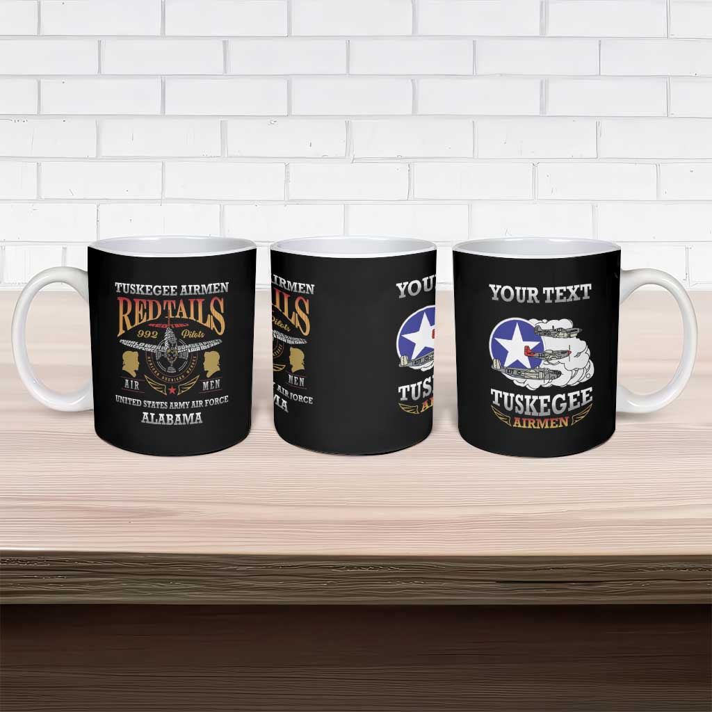 Personalized Red Tails Legacy Ceramic Mug Tuskegee Airmen WWII Heroes - Black Color - Wonder Print Shop