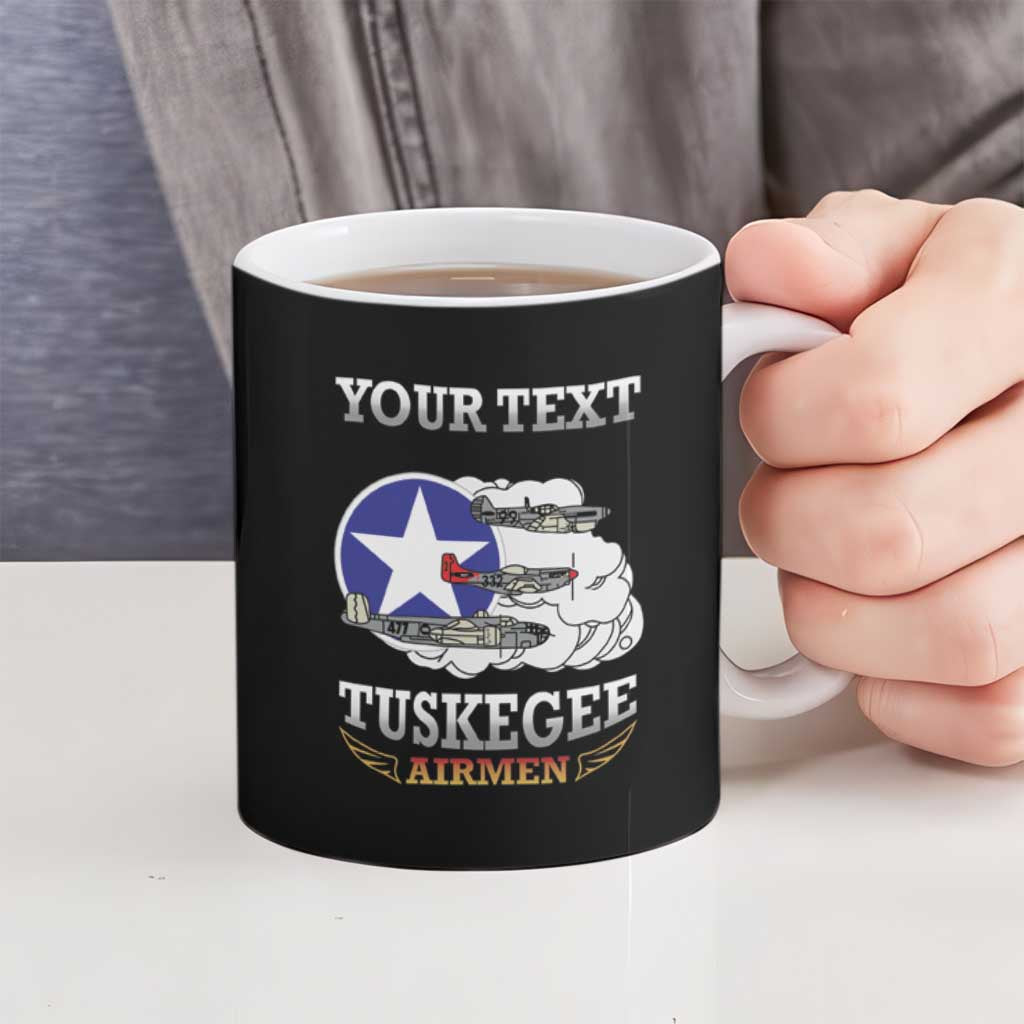 Personalized Red Tails Legacy Ceramic Mug Tuskegee Airmen WWII Heroes - Black Color - Wonder Print Shop