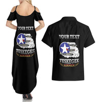 Personalized Red Tails Legacy Couples Matching Summer Maxi Dress and Hawaiian Shirt Tuskegee Airmen WWII Heroes - Black Color - Wonder Print Shop