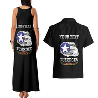 Personalized Red Tails Legacy Couples Matching Tank Maxi Dress and Hawaiian Shirt Tuskegee Airmen WWII Heroes - Black Color - Wonder Print Shop