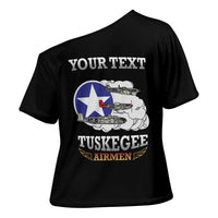 Personalized Red Tails Legacy Cross Shoulder Shirt Tuskegee Airmen WWII Heroes - Black Color - Wonder Print Shop