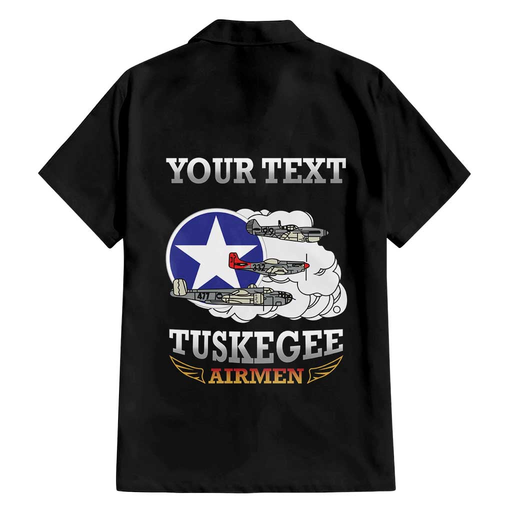 Personalized Red Tails Legacy Family Matching Long Sleeve Bodycon Dress and Hawaiian Shirt Tuskegee Airmen WWII Heroes - Black Color - Wonder Print Shop