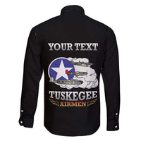 Personalized Red Tails Legacy Family Matching Long Sleeve Bodycon Dress and Hawaiian Shirt Tuskegee Airmen WWII Heroes - Black Color - Wonder Print Shop