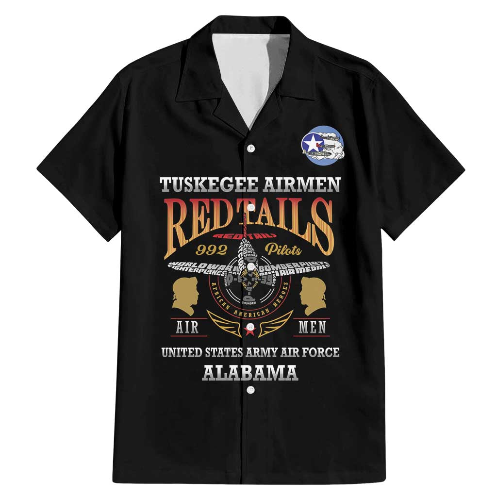 Personalized Red Tails Legacy Family Matching Mermaid Dress and Hawaiian Shirt Tuskegee Airmen WWII Heroes - Black Color - Wonder Print Shop