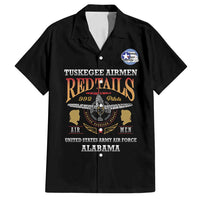 Personalized Red Tails Legacy Family Matching Off Shoulder Maxi Dress and Hawaiian Shirt Tuskegee Airmen WWII Heroes - Black Color - Wonder Print Shop