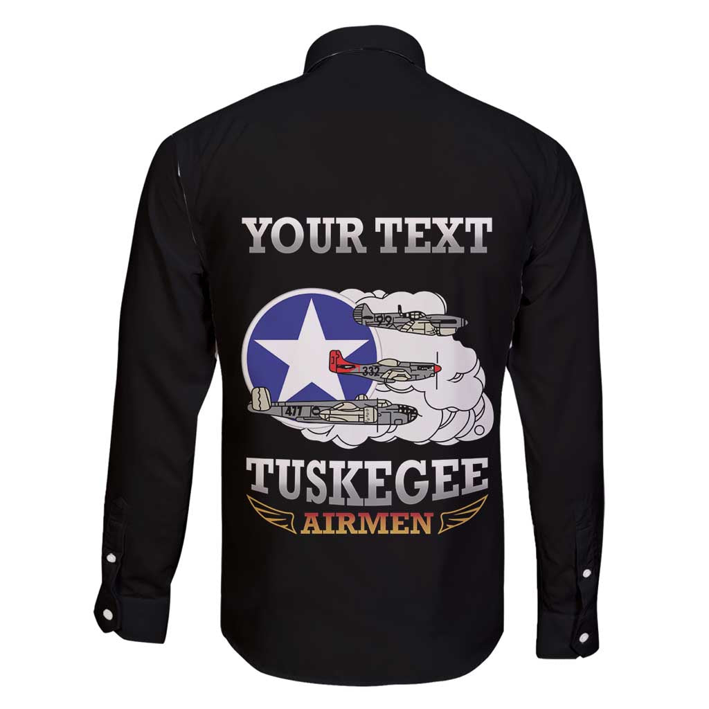 Personalized Red Tails Legacy Family Matching Off Shoulder Maxi Dress and Hawaiian Shirt Tuskegee Airmen WWII Heroes - Black Color - Wonder Print Shop