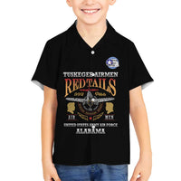 Personalized Red Tails Legacy Family Matching Puletasi and Hawaiian Shirt Tuskegee Airmen WWII Heroes - Black Color - Wonder Print Shop