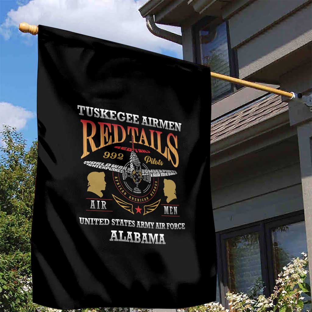 Red Tails Legacy Garden Flag Tuskegee Airmen WWII Heroes - Black Color - Wonder Print Shop