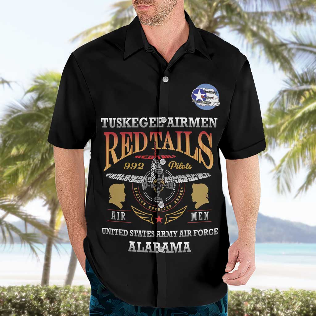 Personalized Red Tails Legacy Hawaiian Shirt Tuskegee Airmen WWII Heroes - Black Color - Wonder Print Shop