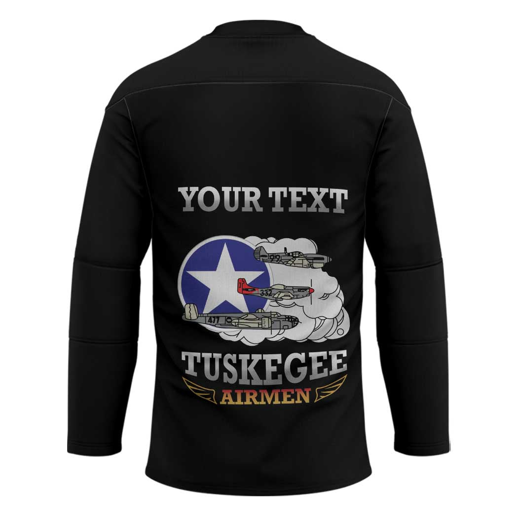 Personalized Red Tails Legacy Hockey Jersey Tuskegee Airmen WWII Heroes - Black Color - Wonder Print Shop