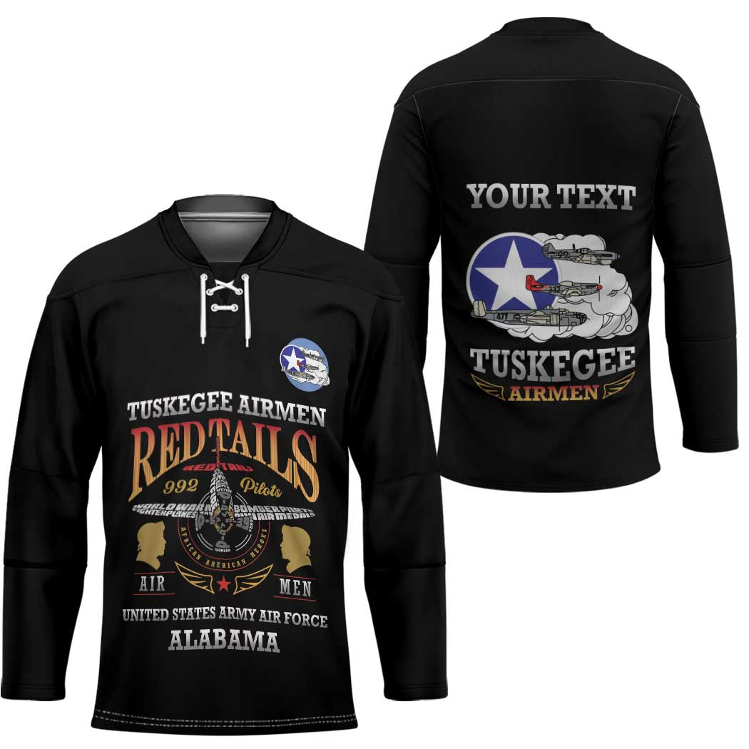 Personalized Red Tails Legacy Hockey Jersey Tuskegee Airmen WWII Heroes - Black Color - Wonder Print Shop